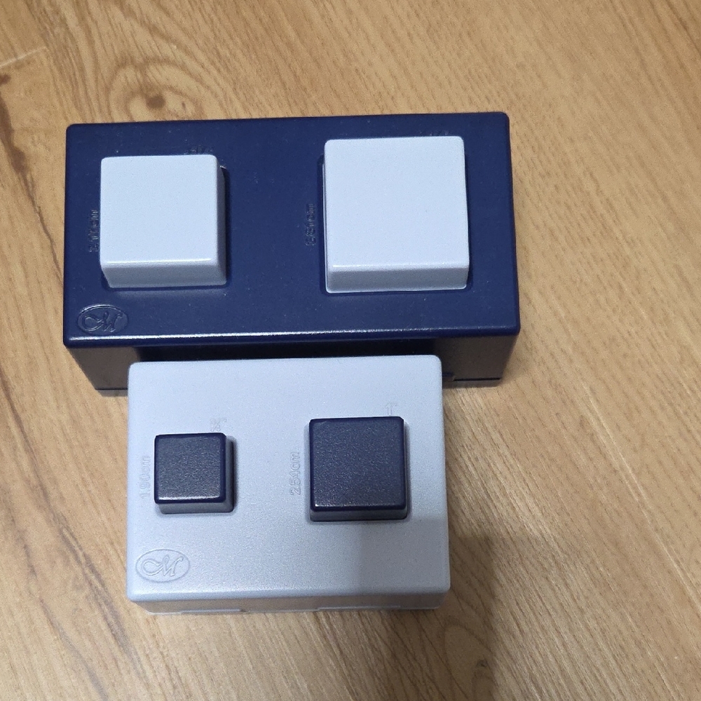 Double Light Switch Set in Blue and Gray